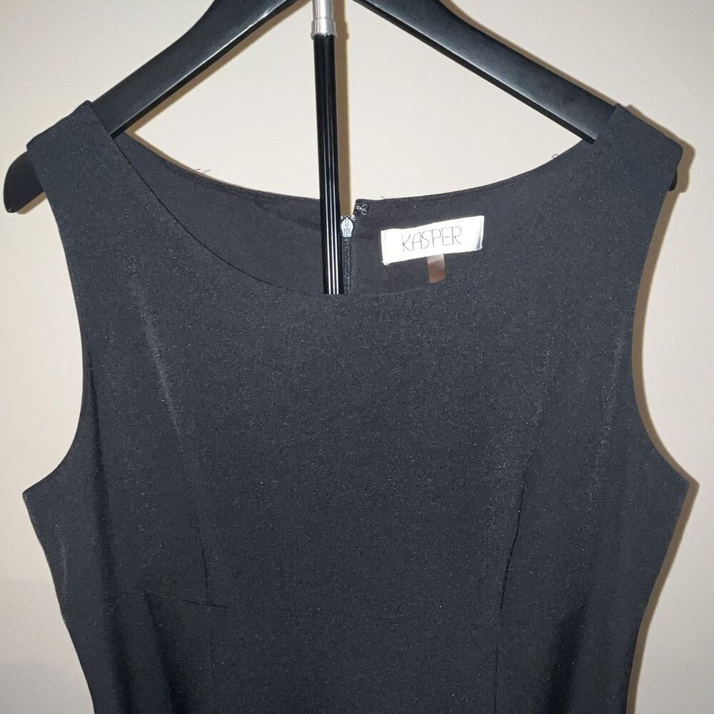Kasper Black Solid Scoop Neck Sleeveless Knee Sheath Dress Womens 16 - Picture 4 of 4